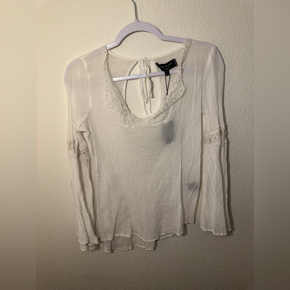 Max Studio Bell Sleeve White Blouse - NWT Size Small